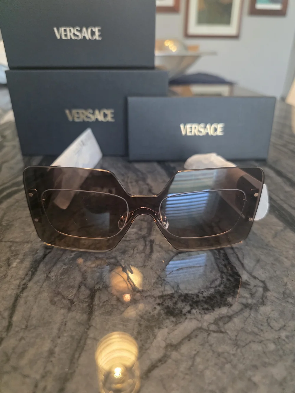 NWT Versace Women's Oversized Square Rimless Sunglasses